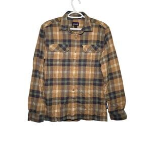 Patagonia plaid organic‎ cotton button down flannel long sleeve shirt mens small